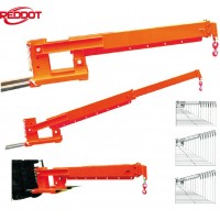 Reddot forklift mounted heavy duty attachment tilting telescopic hydraulic crane jib