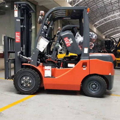 LPG Forklift 3.5ton Gasoline Operated Engine Nissan K25 with wide-view 3 meter duplex mast